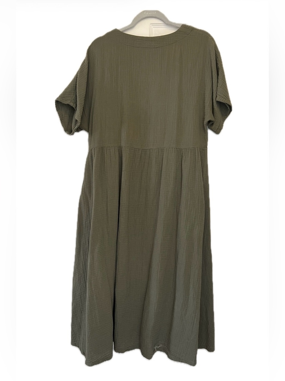 Madewell Light Spun Olive Green Button-Front Midi Dress - Picture 2 of 4